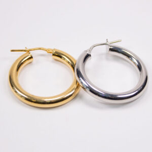 Product image of FredFloris thick & chunky, gold & platinum plated silver hoop earrings