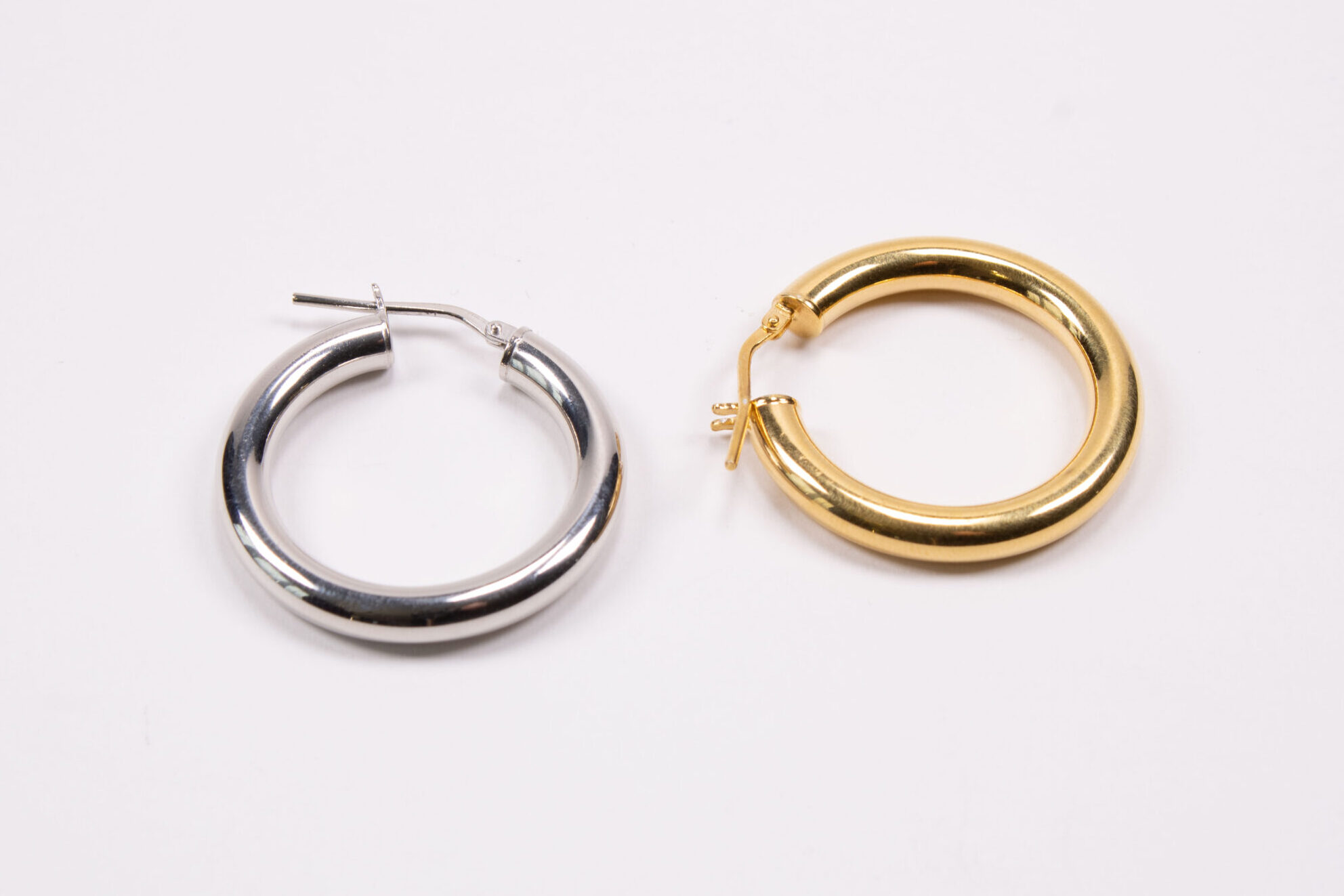 Product image of FredFloris thick & chunky, gold & platinum plated silver hoop earrings