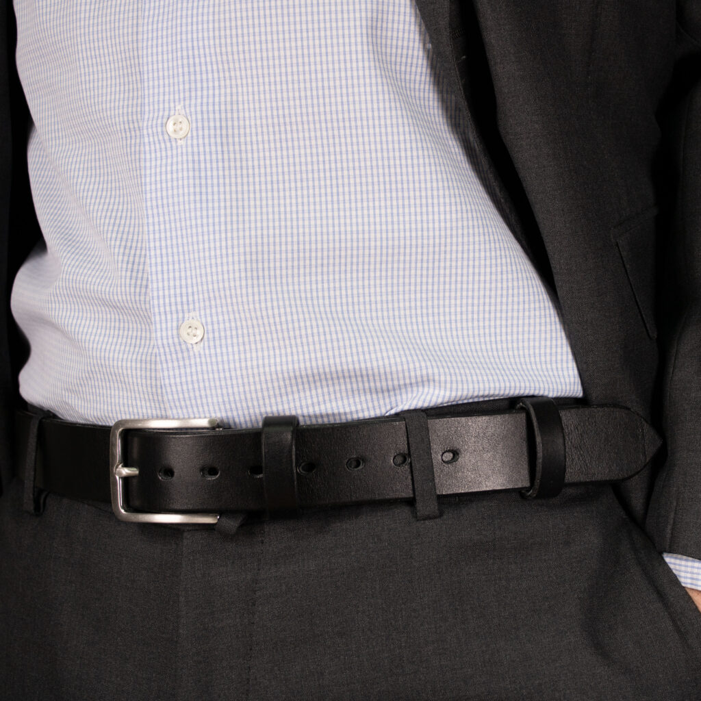 Product image of FredFloris handmade craft black leather mens belt