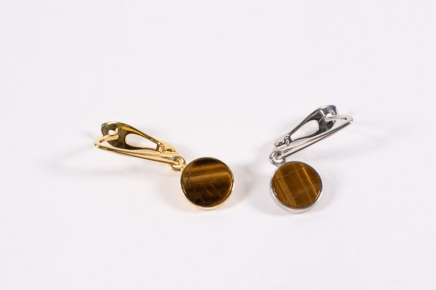 Product image of FredFloris Tiger’s eye gemstone round pendant earrings