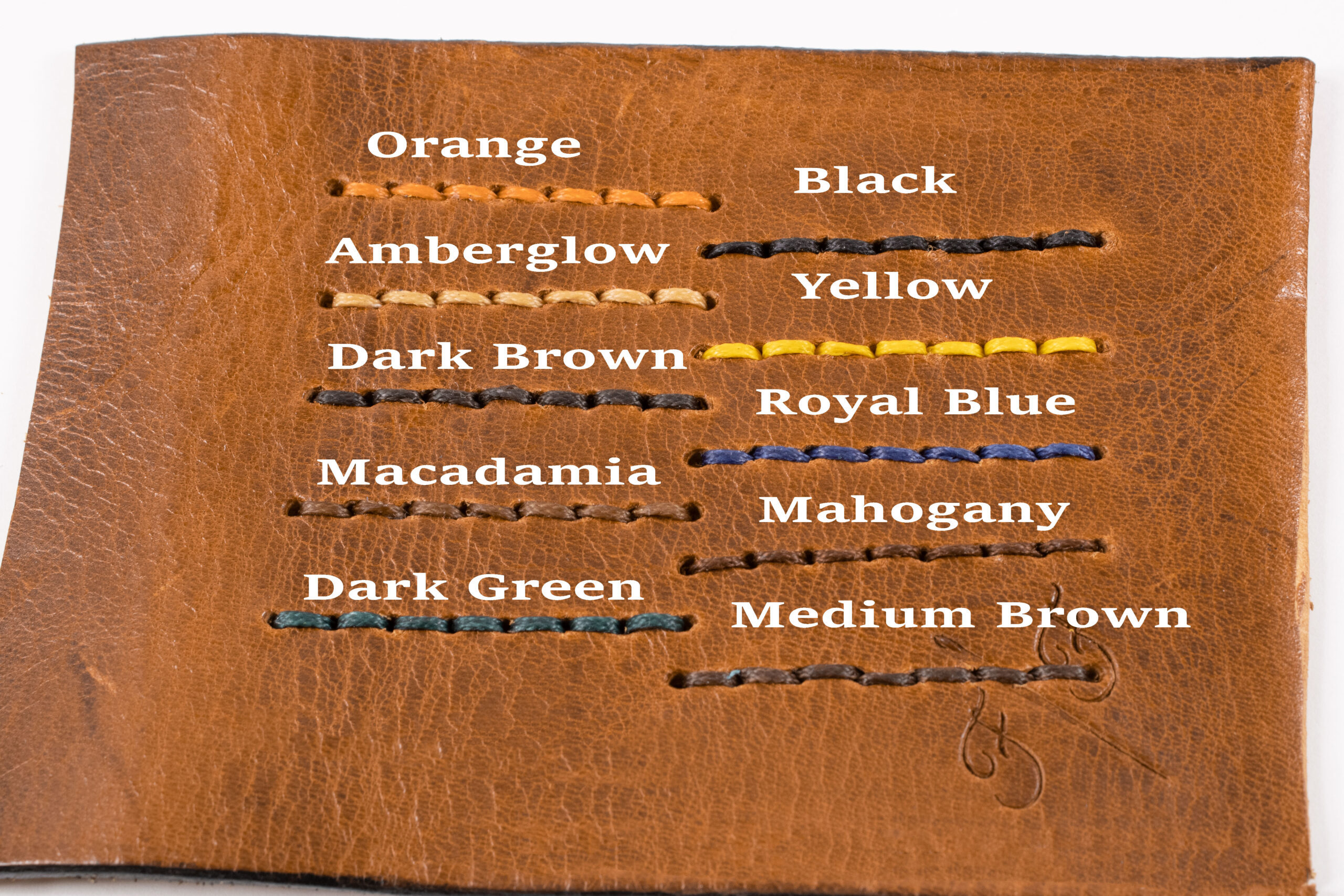Faden Farboptionen für Lederfarbe Dunkel Cognac