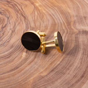 Product afbeelding van FredFloris zwarte onyx overhemd manchetknopen