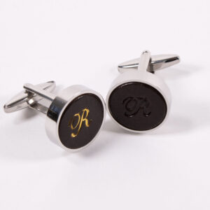 Produktbilde av FredFloris Mørkebrune personlige mansjettknapper med trykk