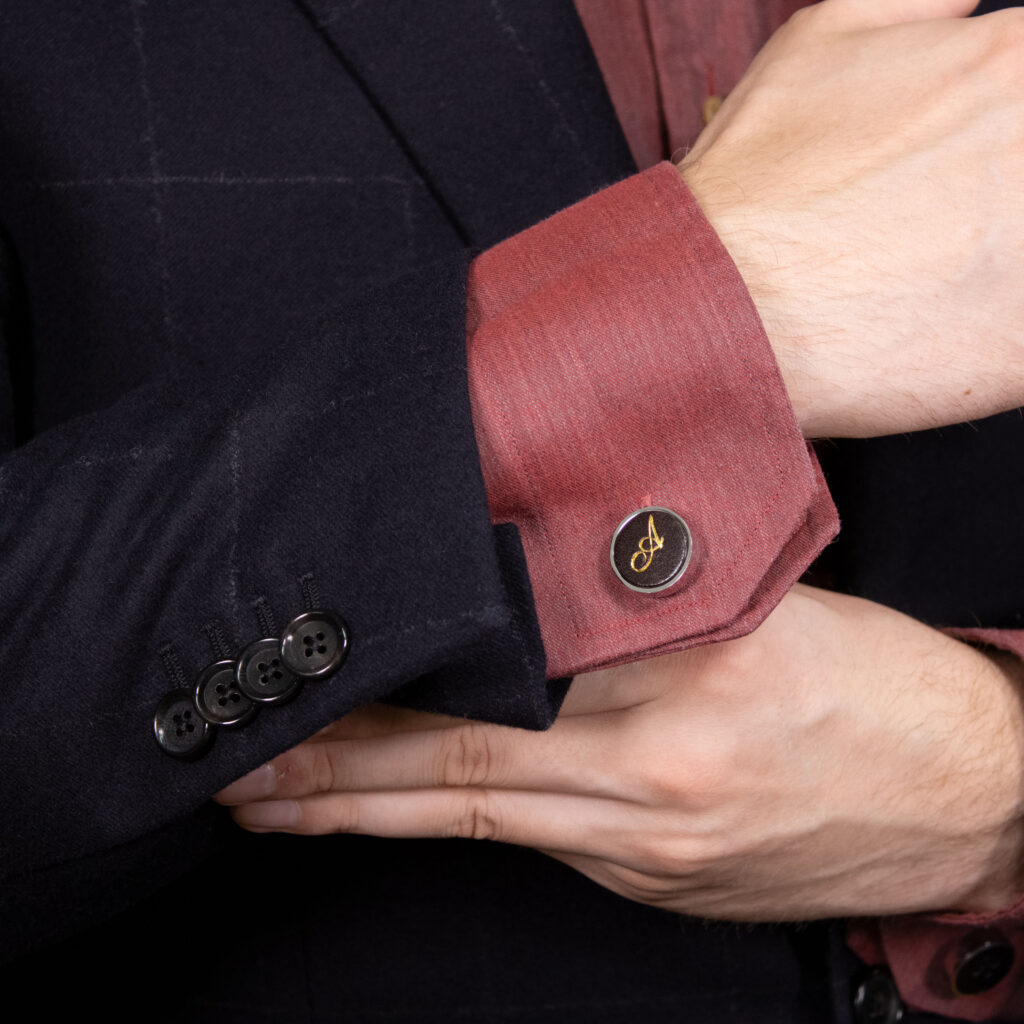 Product image of FredFloris Dark Brown leather shirt cufflinks