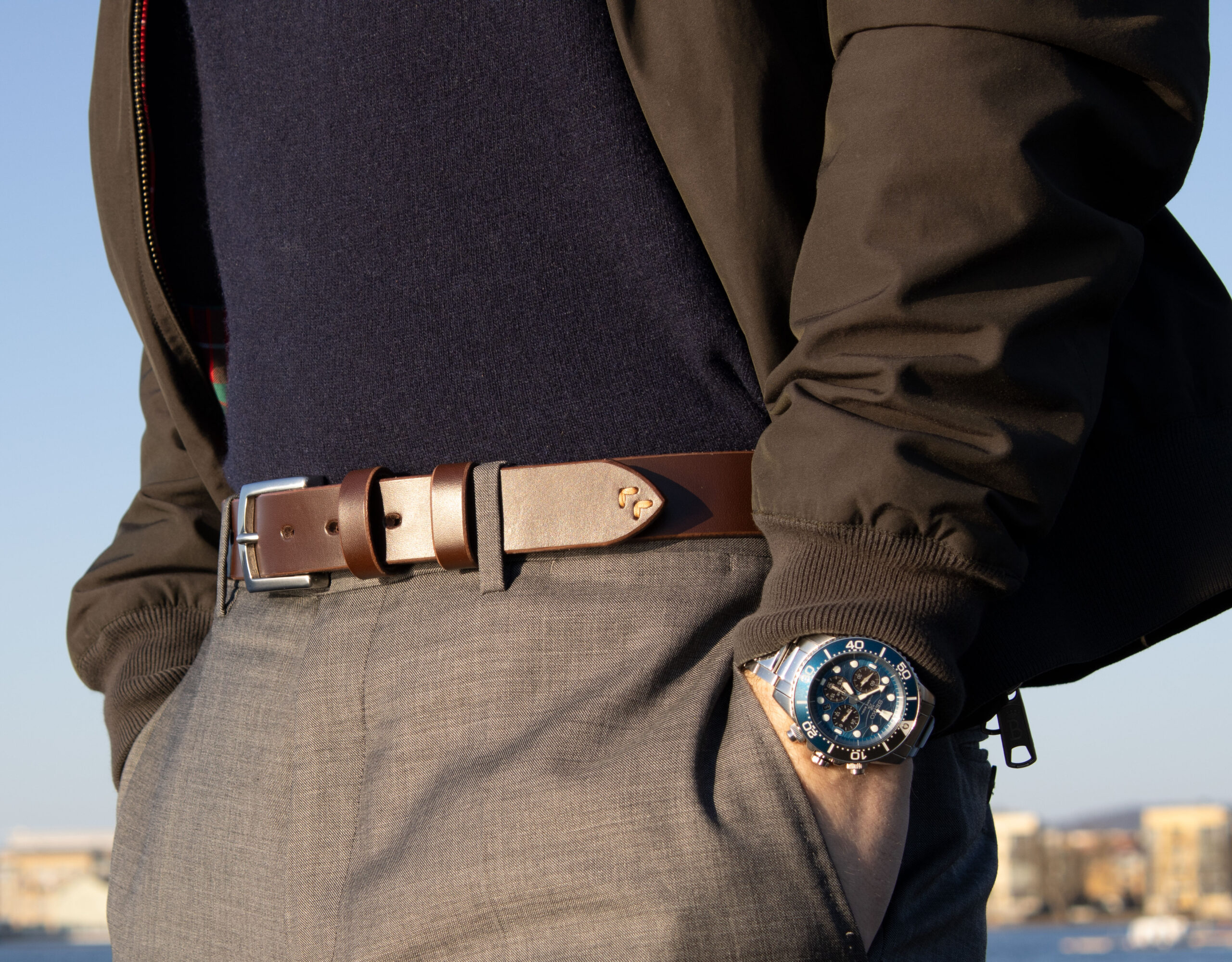 Product image of FredFloris handmade Dark Brown leather mens belt