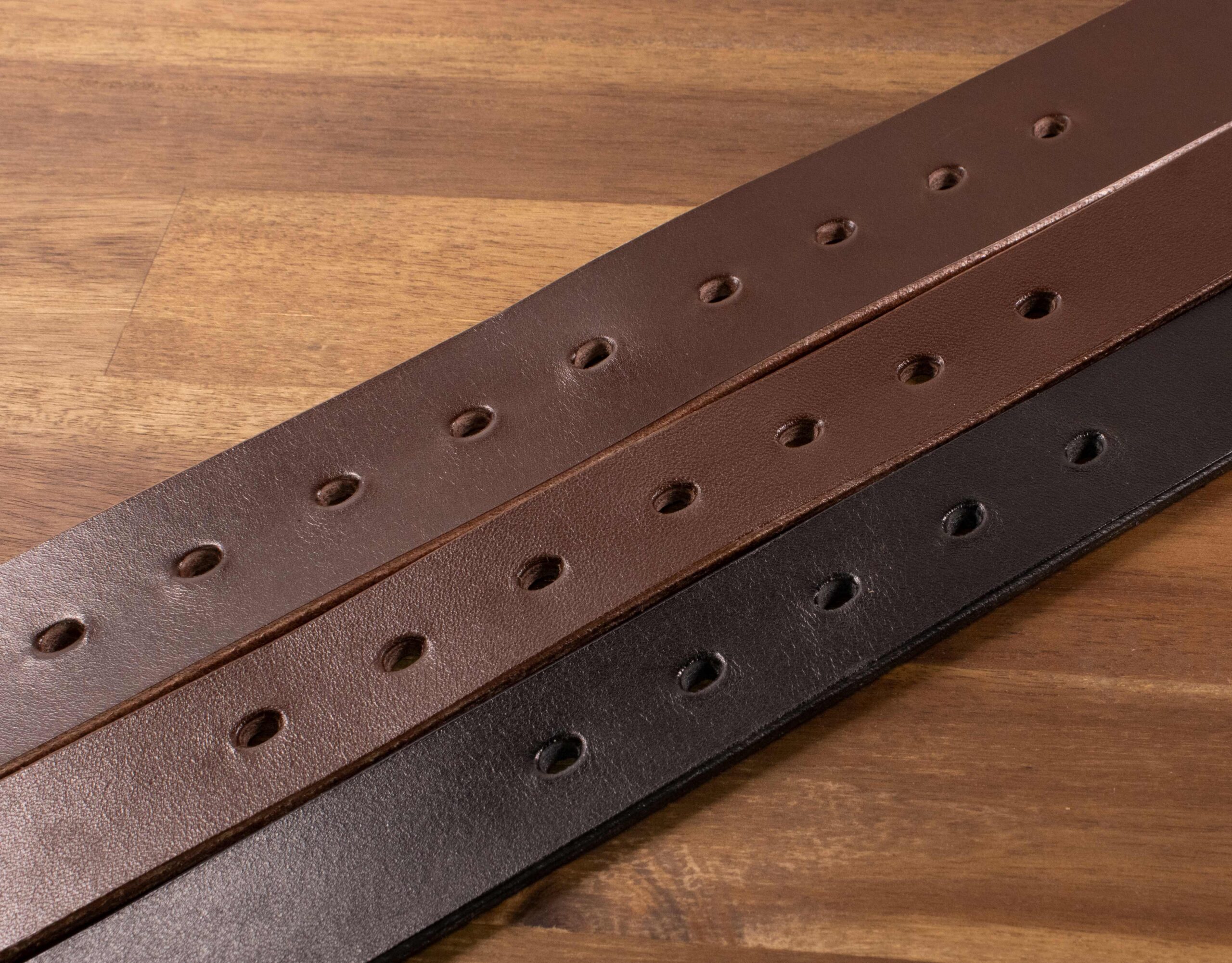 Available hole options for our Heritage leather belts,: 9, 7 and 5