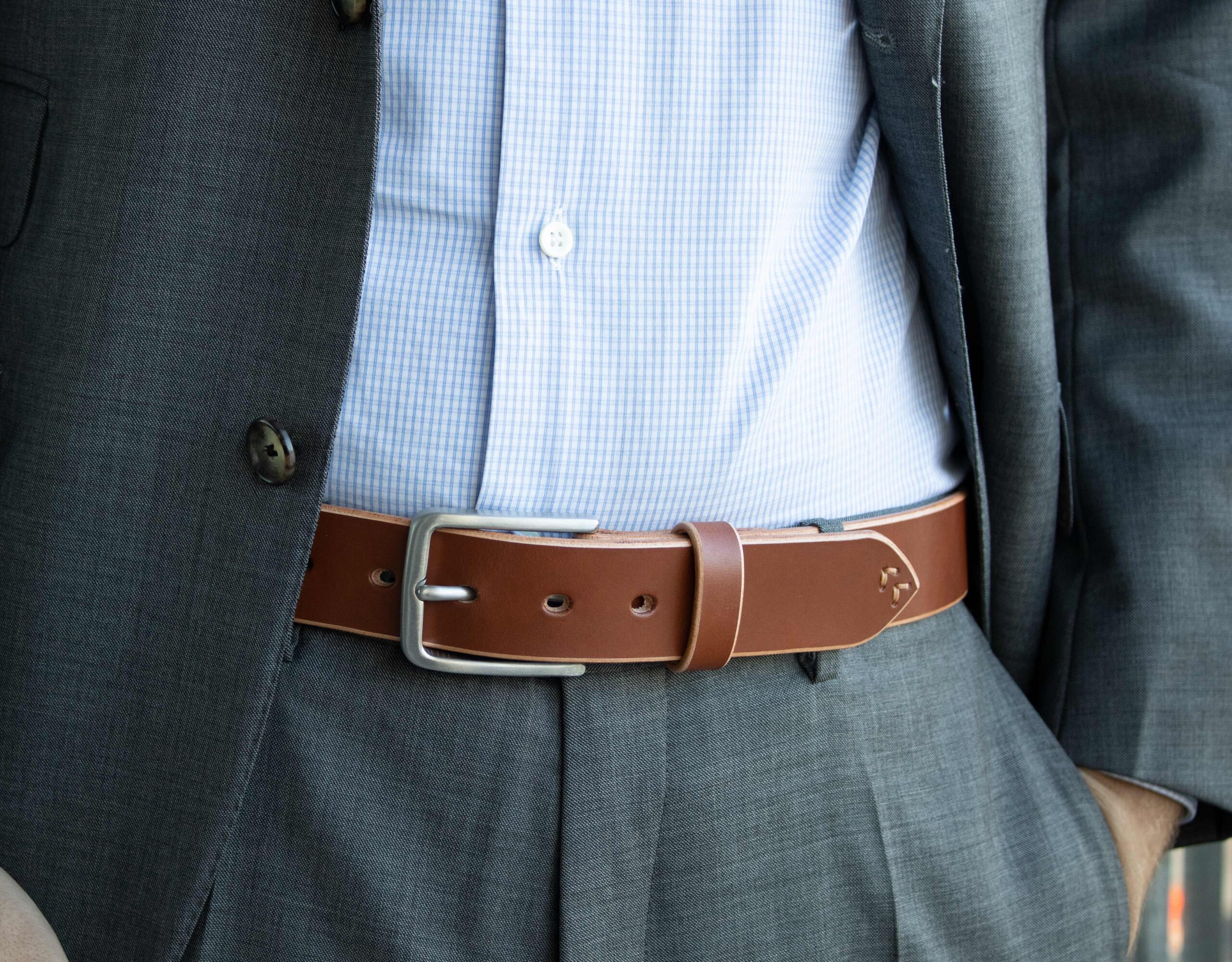 Product image of FredFloris handmade Cognac leather mens belt