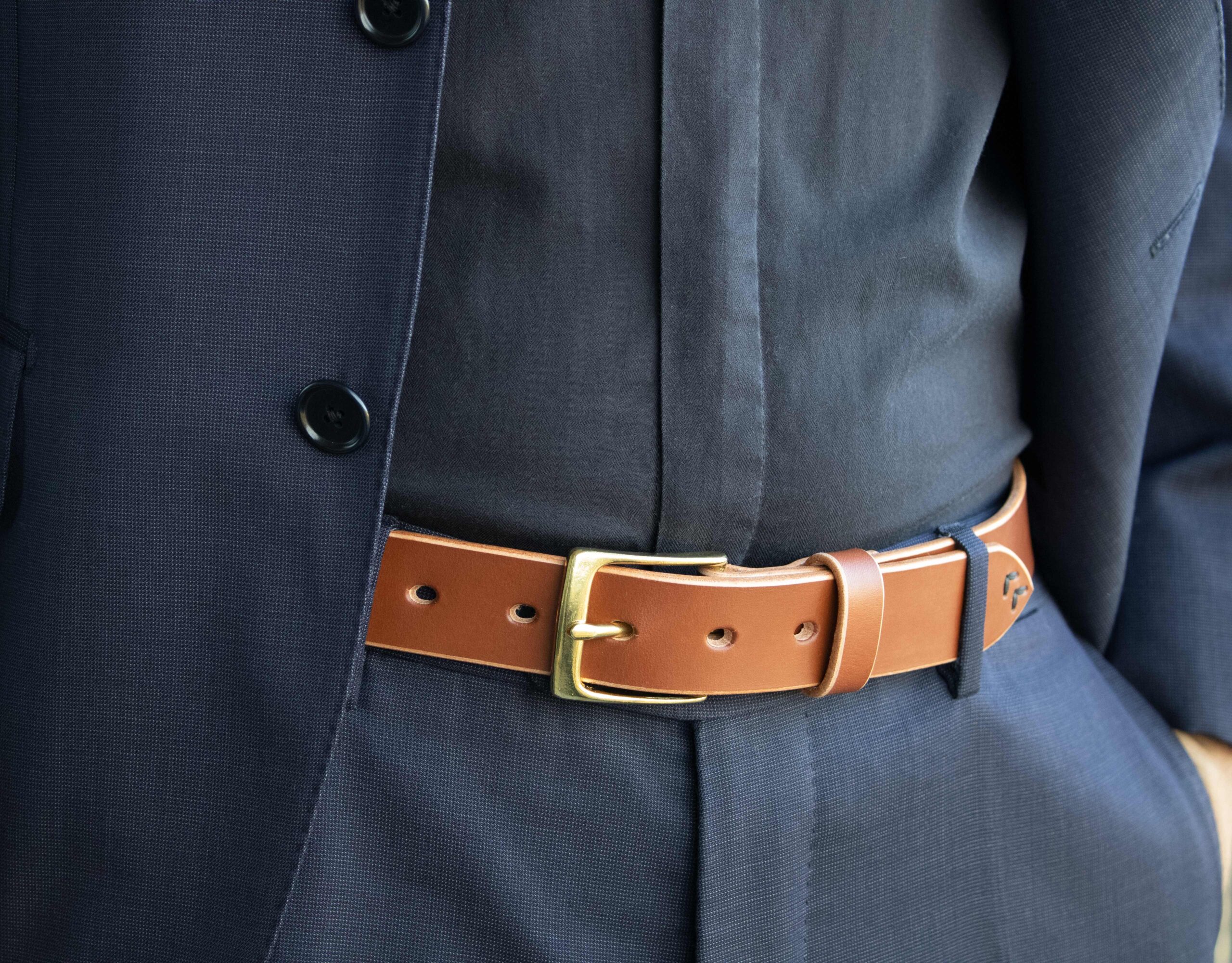 Product image of FredFloris handmade Cognac leather mens belt