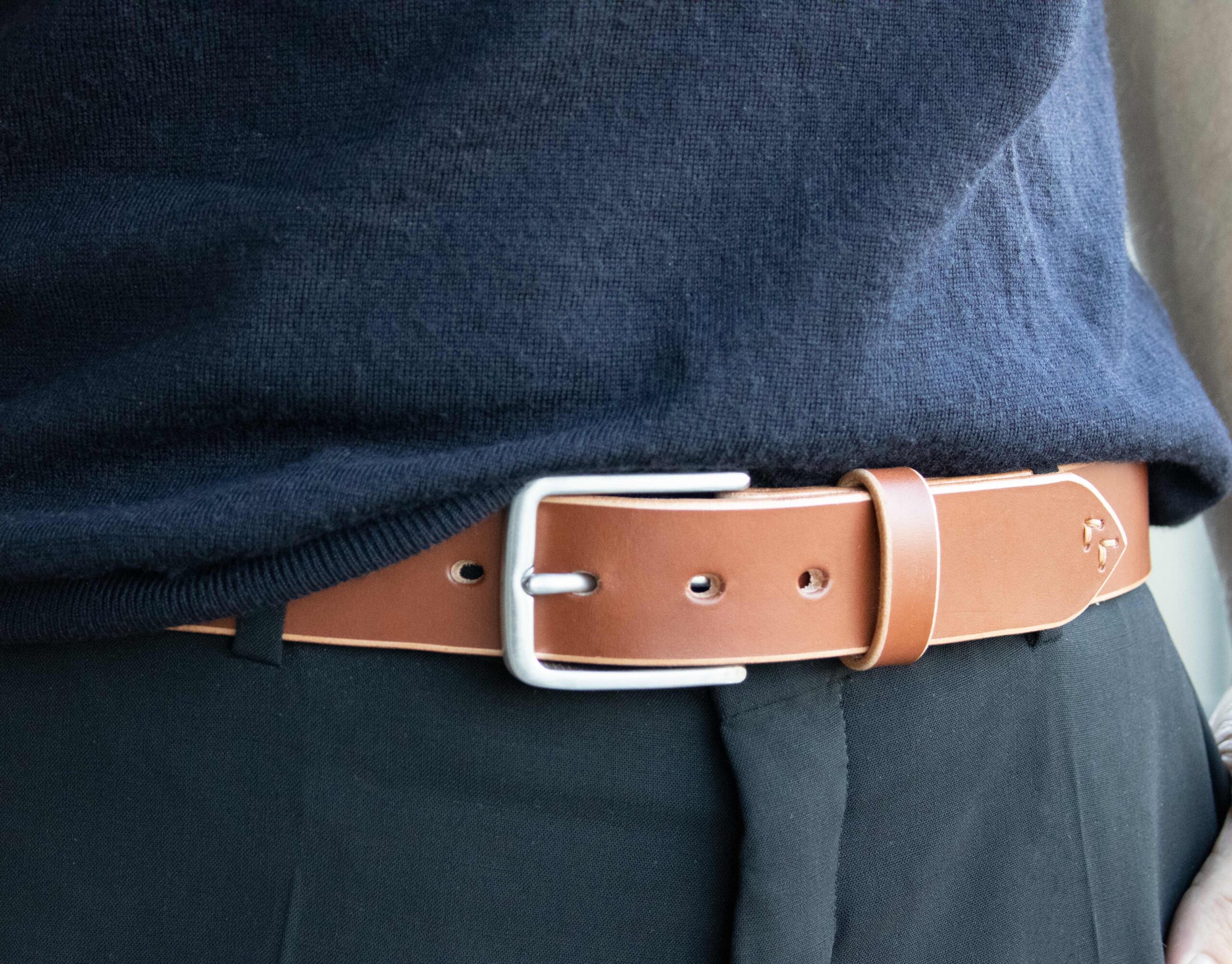 Product image of FredFloris handmade Cognac leather mens belt